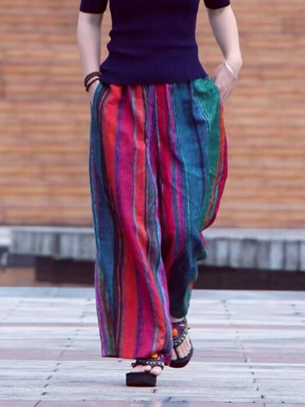 Yaz Rahat Sanatsal Geniş Bacak - Ethnic Fashion Style incelemesi ve fiyatı
