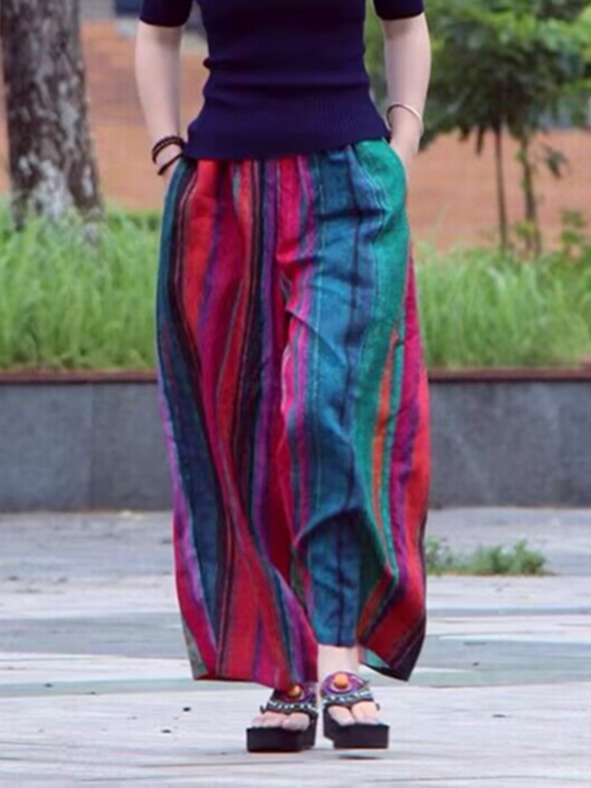 Yaz Rahat Sanatsal Geniş Bacak - Ethnic Fashion Style incelemesi ve fiyatı