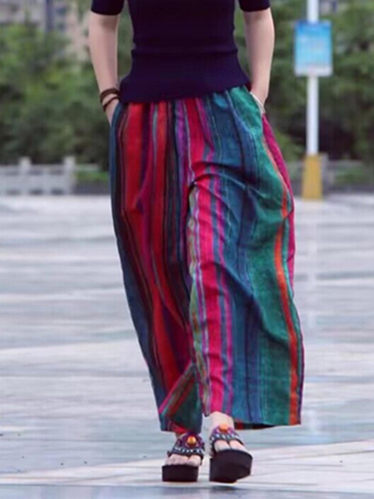 Yaz Rahat Sanatsal Geniş Bacak - Ethnic Fashion Style incelemesi ve fiyatı